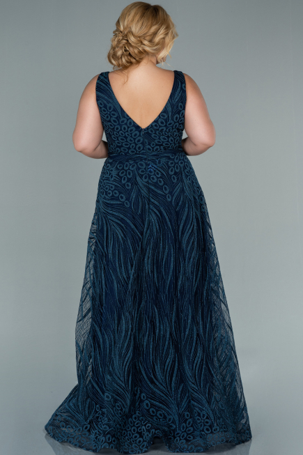Robe de Soirée Grande Taille Longue Bleu Marine ABU2501