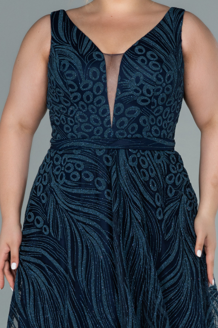 Robe de Soirée Grande Taille Longue Bleu Marine ABU2501