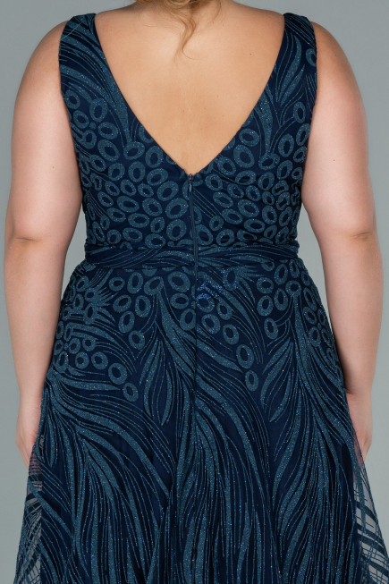 Robe de Soirée Grande Taille Longue Bleu Marine ABU2501