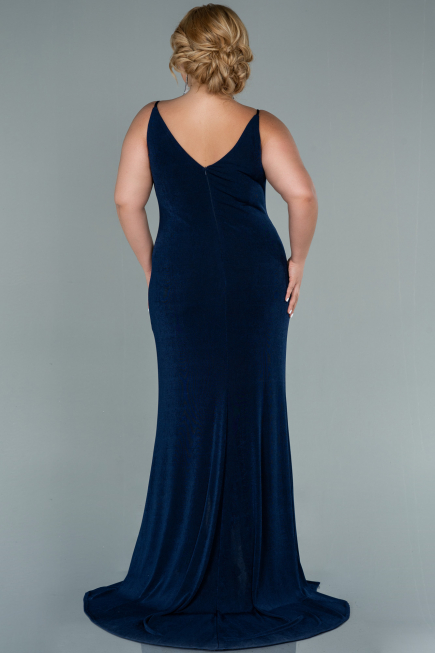 Robe Grande Taille Longue Bleu Marine ABU2502