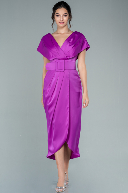 Robe De Cérémonie Satin Courte Fushia ABK1107