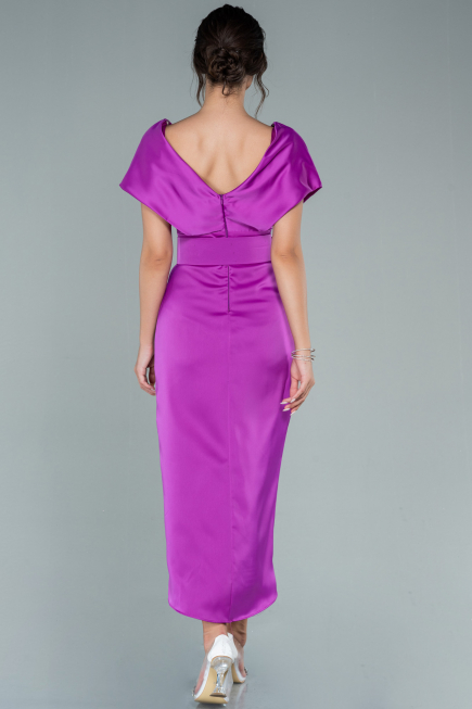 Robe De Cérémonie Satin Courte Fushia ABK1107