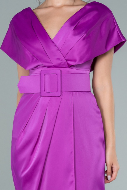 Robe De Cérémonie Satin Courte Fushia ABK1107