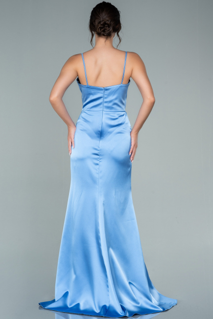 Robe De Soirée Satin Longue Indigo ABU1938