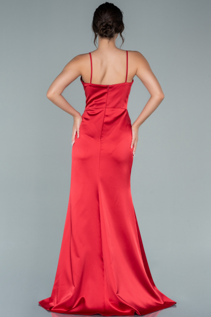 Robe de Soirée Longue Satin Rouge ABU1938