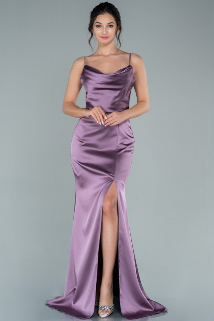Robe de Soirée Longue Satin Lavande ABU1938