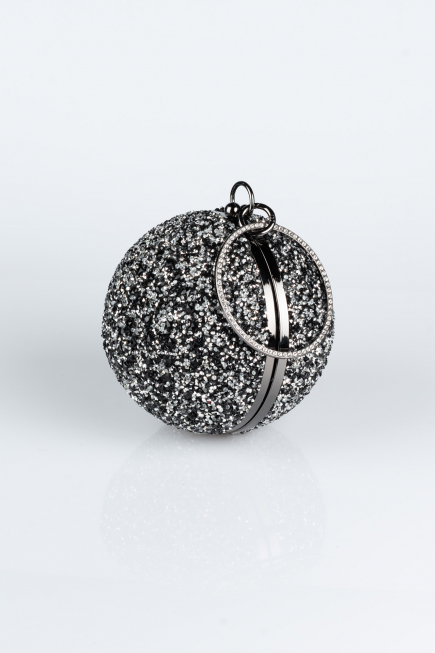 Sac de Soirée Squameuse Noir-Argent SH803
