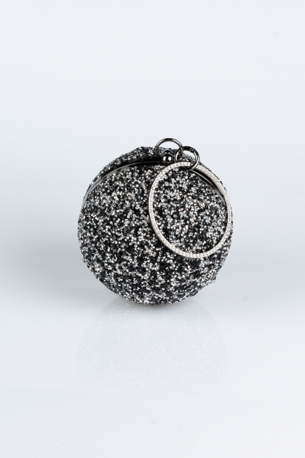 Sac de Soirée Squameuse Noir-Argent SH803