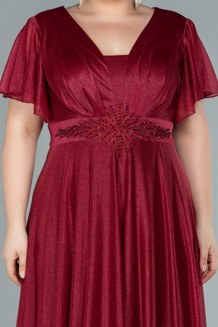 Robe De Soirée Grande Taille Longue Rouge Bordeaux ABU2498