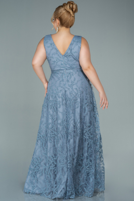 Robe de Soirée Grande Taille Longue Gris ABU2537