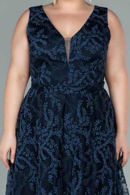 Robe de Soirée Grande Taille Longue Bleu Marine ABU2537