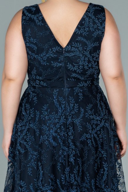 Robe de Soirée Grande Taille Longue Bleu Marine ABU2537