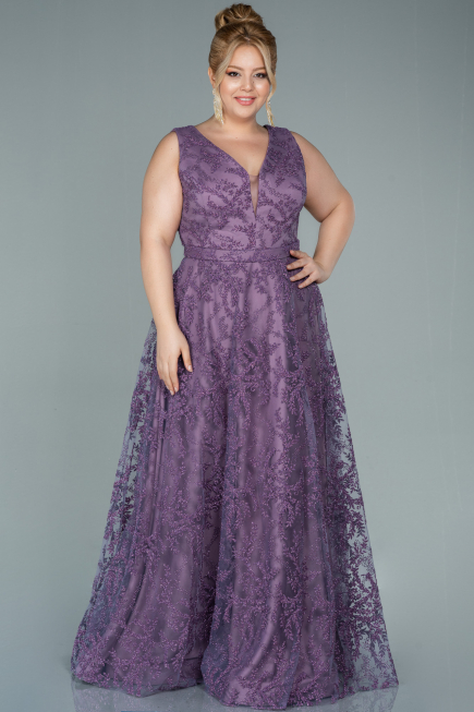 Robe de Soirée Grande Taille Longue Lavande ABU2537