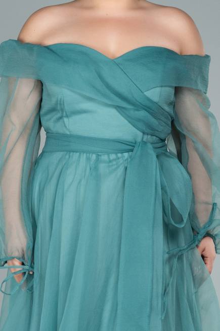 Robe Grande Taille Longue Turquoise ABU1535