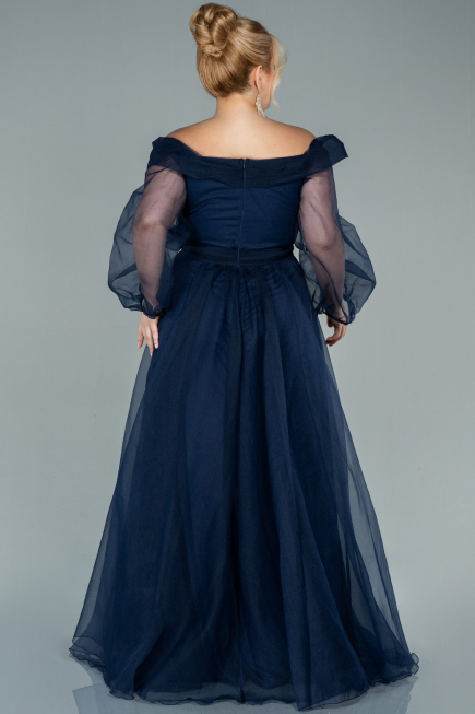 Robe Grande Taille Longue Bleu Marine ABU1535