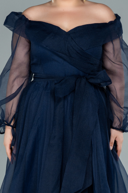 Robe Grande Taille Longue Bleu Marine ABU1535