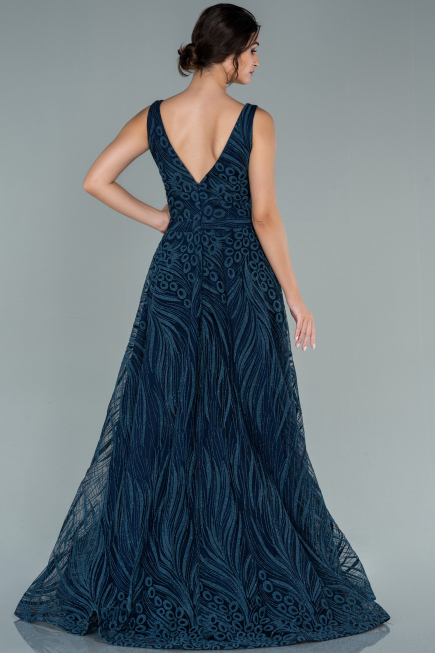 Robe de Soirée Longue Bleu Marine ABU2418