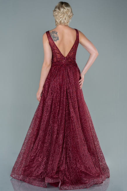 Robe De Soirée Longue Rouge Bordeaux ABU2131