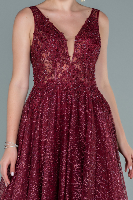 Robe De Soirée Longue Rouge Bordeaux ABU2131