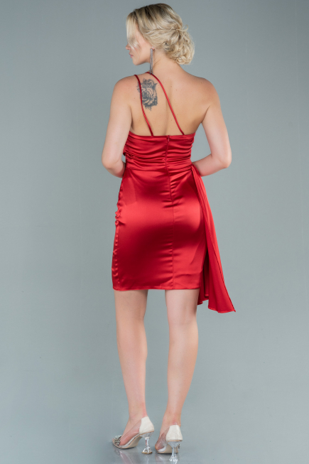 Robe de Cérémonie Courte Satin Rouge ABK1487