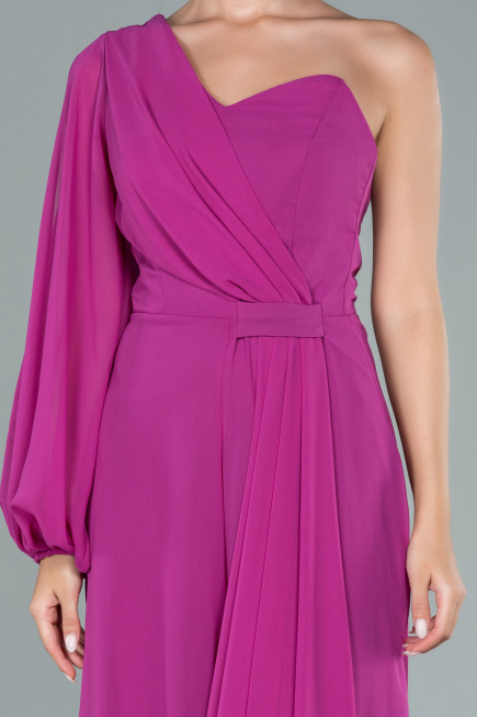Robe de Cérémonie Longue Mousseline Fushia ABT078