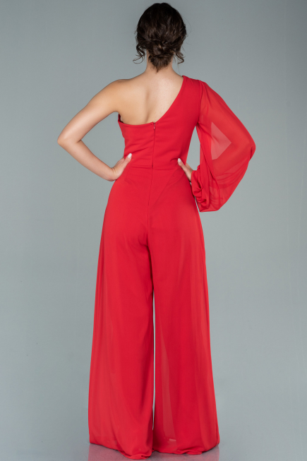 Robe de Cérémonie Longue Mousseline Rouge ABT078