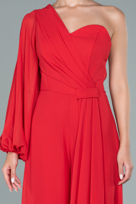 Robe de Cérémonie Longue Mousseline Rouge ABT078