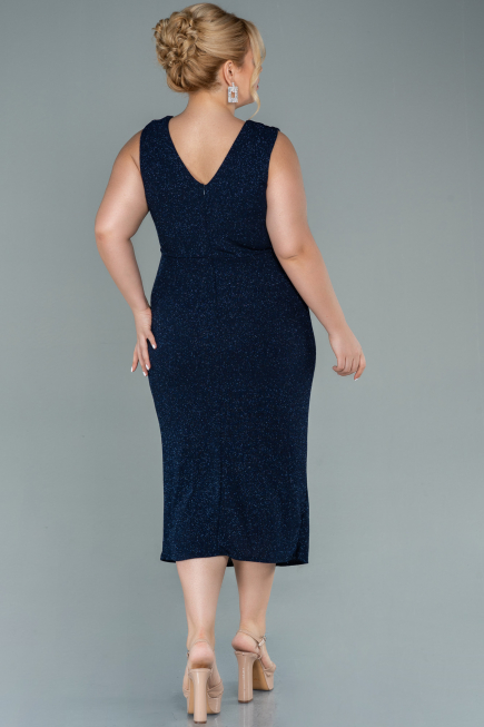 Robe de Soirée Grande Taille Midi Bleu Marine ABK1492