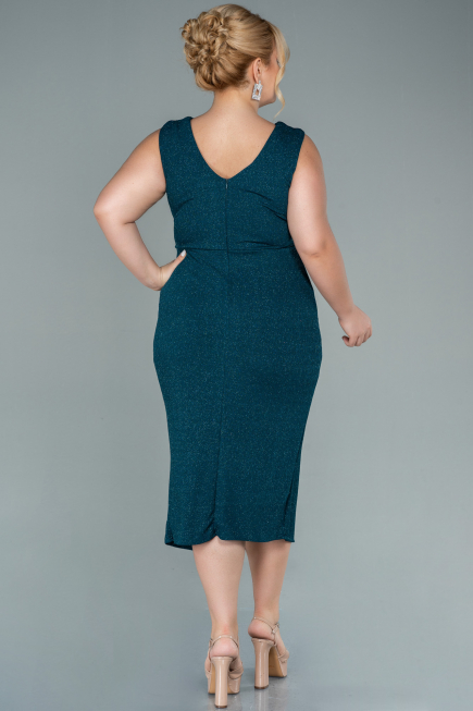 Robe de Soirée Grande Taille Midi Émeraude ABK1492
