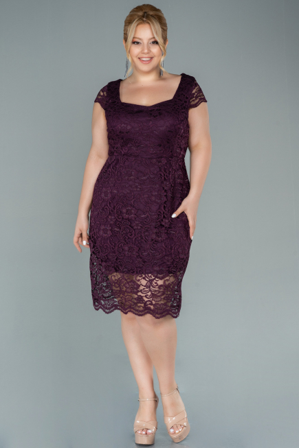 Robe Grande Taille Courte Prune ABK010