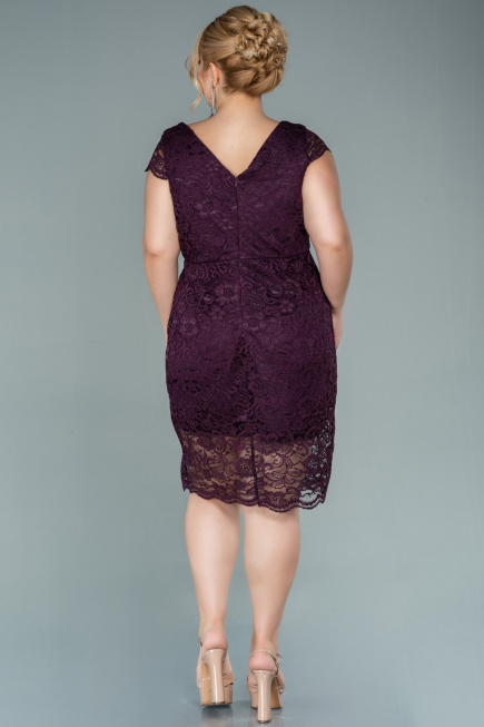 Robe Grande Taille Courte Prune ABK010