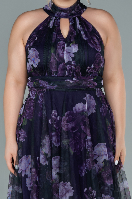 Robe de Soirée Grande Taille Courte Violet ABK1498
