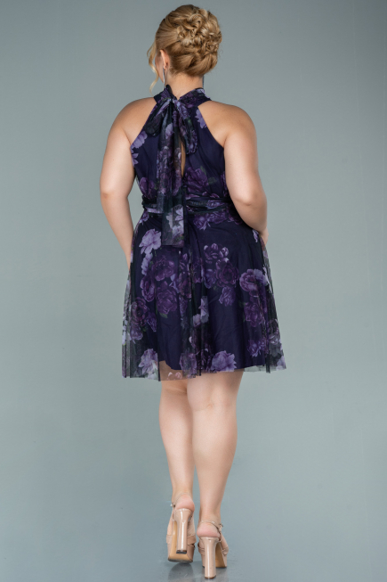 Robe de Soirée Grande Taille Courte Violet ABK1498