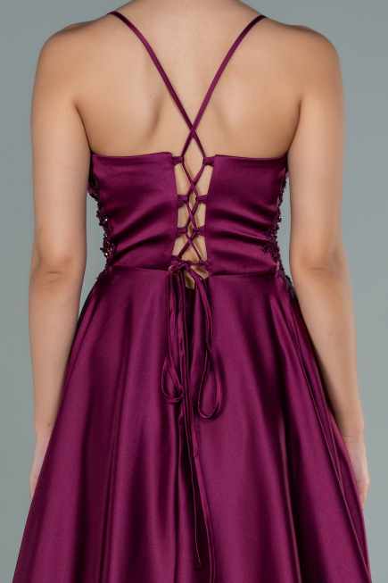Robe de Soirée Longue Satin Prune ABU2583