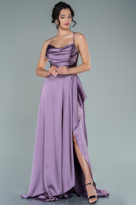 Robe De Soirée Satin Longue Lavande ABU1843