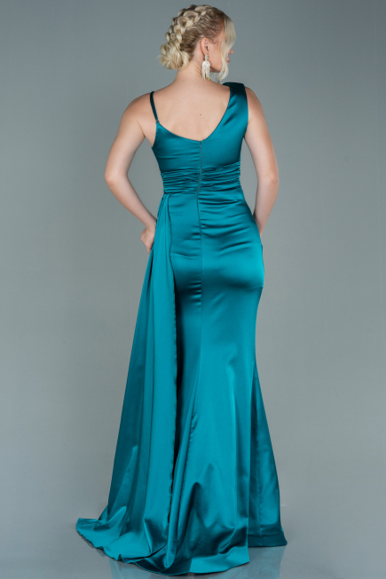 Robe de Soirée Longue Satin Émeraude ABU2598