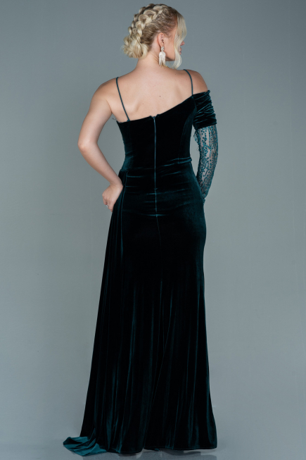 Robe de Soirée Longue Velours Émeraude ABU2605