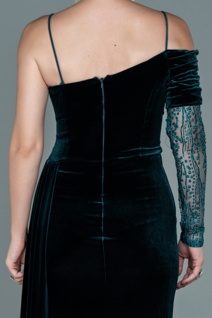 Robe de Soirée Longue Velours Émeraude ABU2605