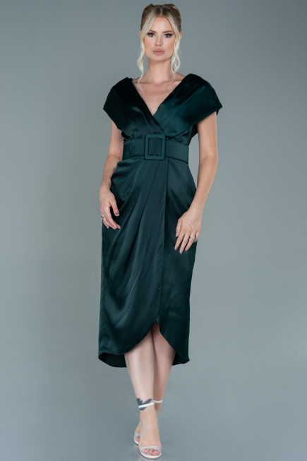 Robe De Cérémonie Satin Courte Émeraude ABK1107