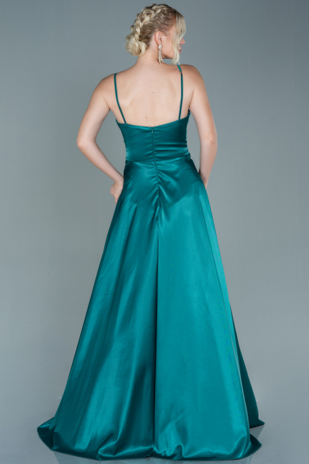 Robe de Soirée Longue Satin Émeraude ABU2593