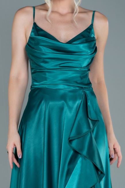 Robe de Soirée Longue Satin Émeraude ABU2593