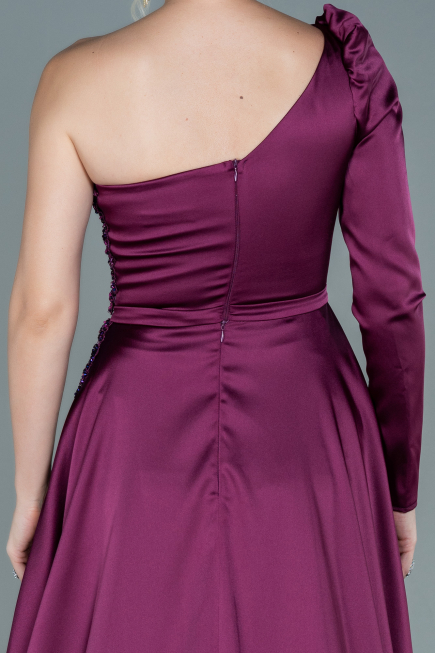 Robe de Soirée Longue Satin Prune ABU2610