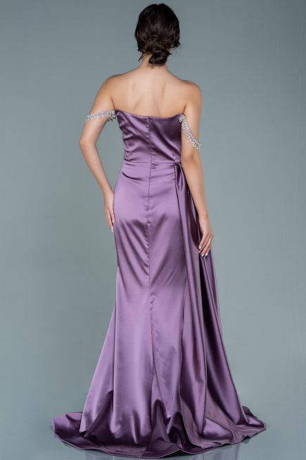 Robe de Soirée Longue Satin Lavande ABU2618