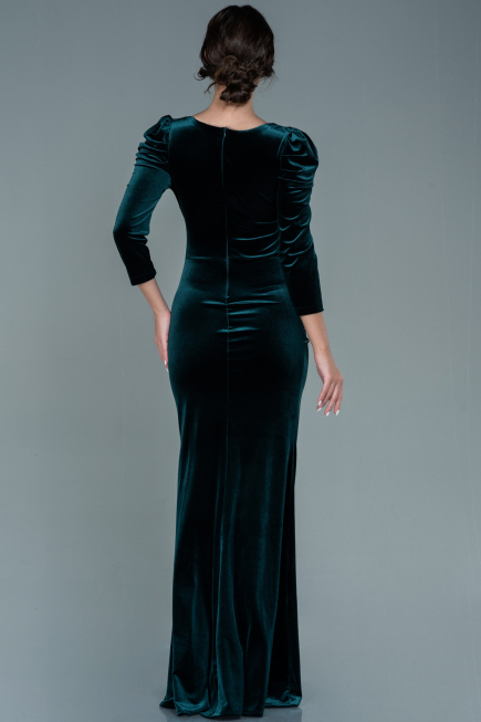 Robe de Soirée Longue Velours Émeraude ABU2604