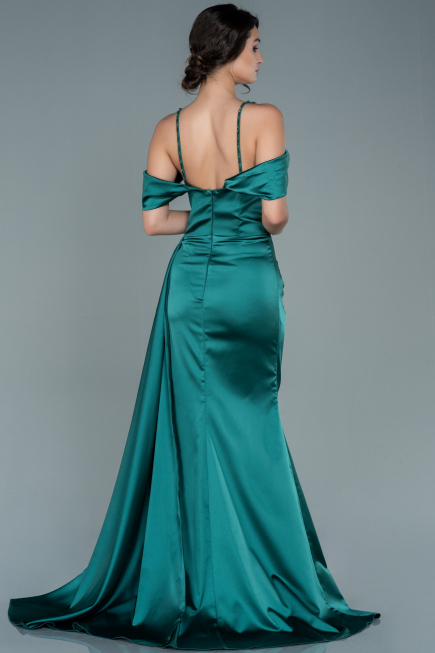 Robe de Soirée Longue Satin Émeraude ABU2379