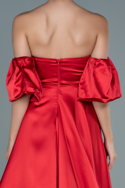 Robe de Soirée Longue Satin Rouge ABU2614