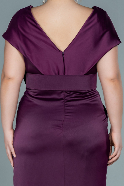 Robe de Soirée Grande Taille Midi Satin Couleur Cerise ABK1499