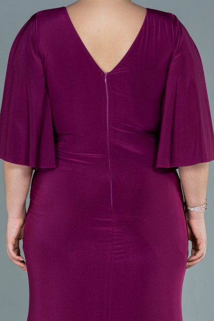 Robe de Soirée Grande Taille Longue Satin Prune ABU2646