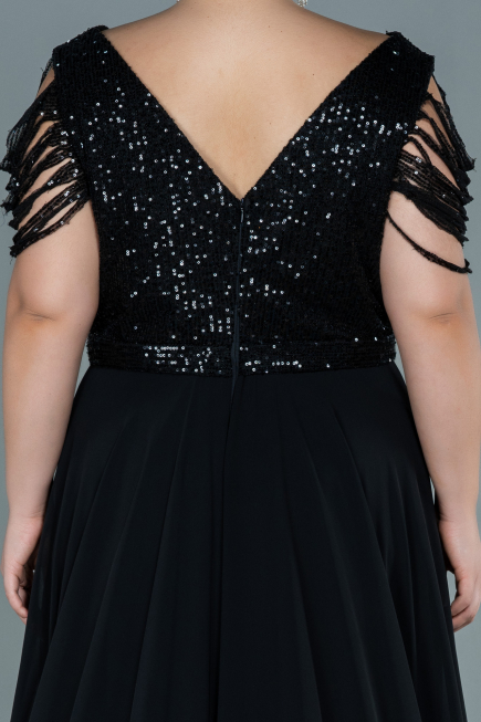 Robe de Soirée Grande Taille Longue Noir ABU828