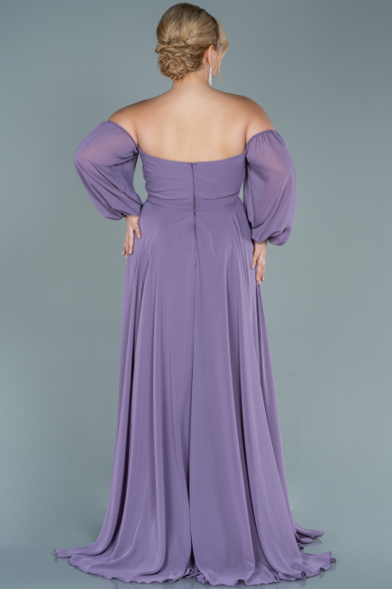 Robe de Soirée Grande Taille Longue Mousseline Lavande ABU2597